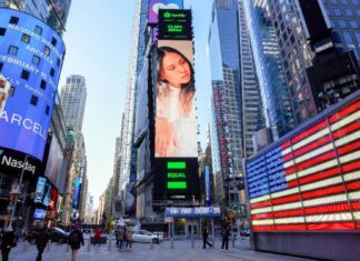 Clara Benin appears on billboard in New York City’s Times Square